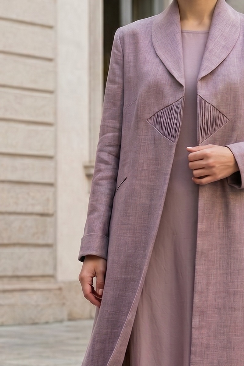 Abaya soft artificial premium linen mauve color model 01087