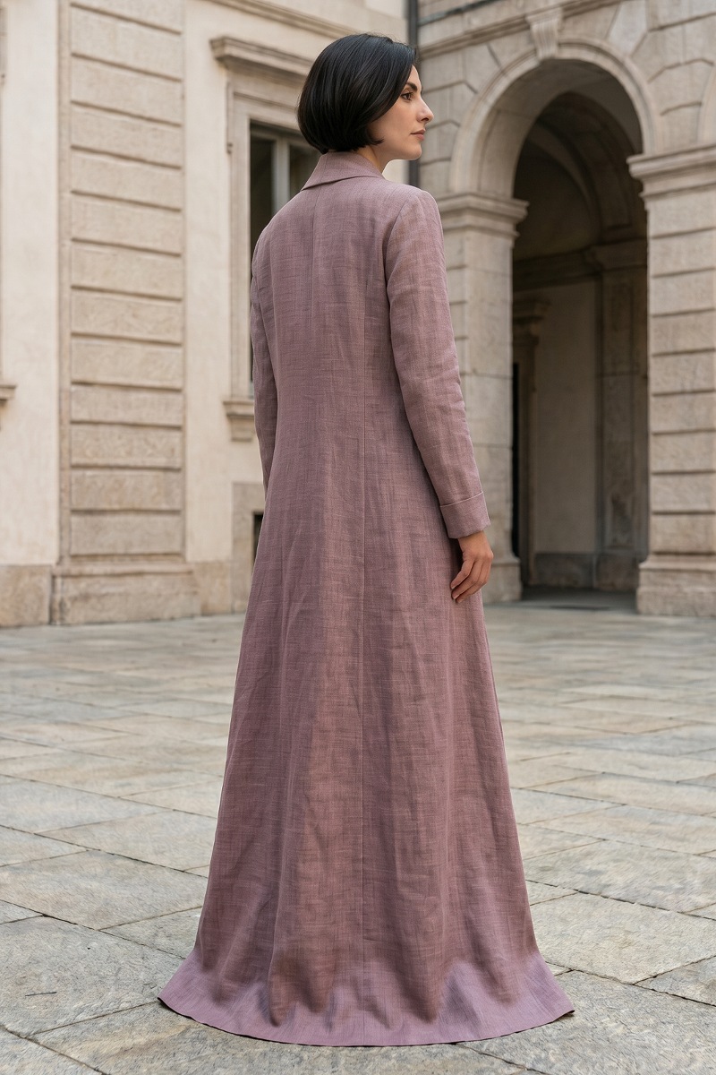 Abaya soft artificial premium linen mauve color model 01087