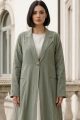 Linen Abaya green khaki color 053