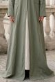 Linen Abaya green khaki color 053