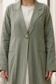 Linen Abaya green khaki color 053
