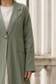 Linen Abaya green khaki color 053