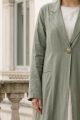 Linen Abaya green khaki color 053
