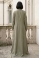 Linen Abaya green khaki color 053