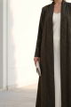 عباية سلك مع كريب ناعم لون بني معتدل 01076