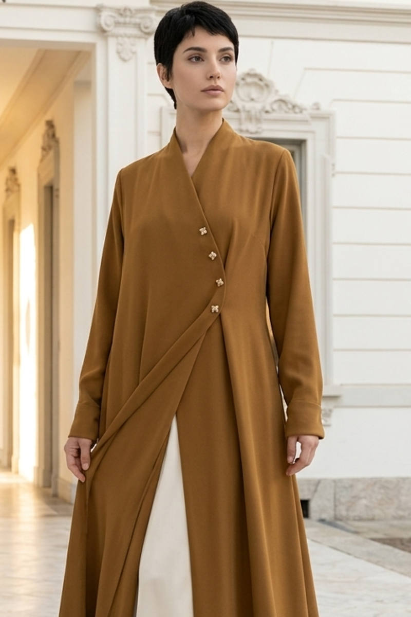عباية كريب لون شوكو براون لايت 01067
