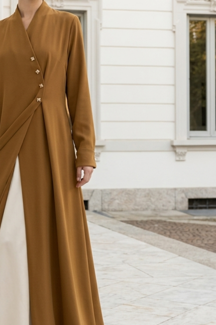 عباية كريب لون شوكو براون لايت 01067