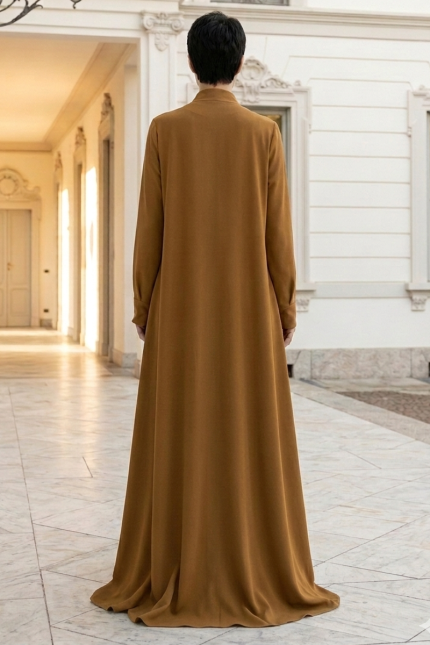 عباية كريب لون شوكو براون لايت 01067