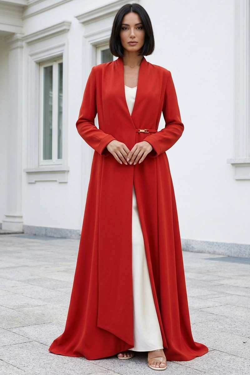Soft crepe fire orange Abaya 060 