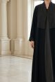 عباية كريب أسود مع جاكار 01010