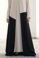 عباية كريب فاخر أوف وايت مع أسود 010134