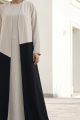 عباية كريب فاخر أوف وايت مع أسود 010134