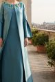 عباية من قماش التافتا الناعم الفاخر بلون أزرق معدني 010160 عباية من قماش التافتا الناعم الفاخر بلون أزرق معدني 010160