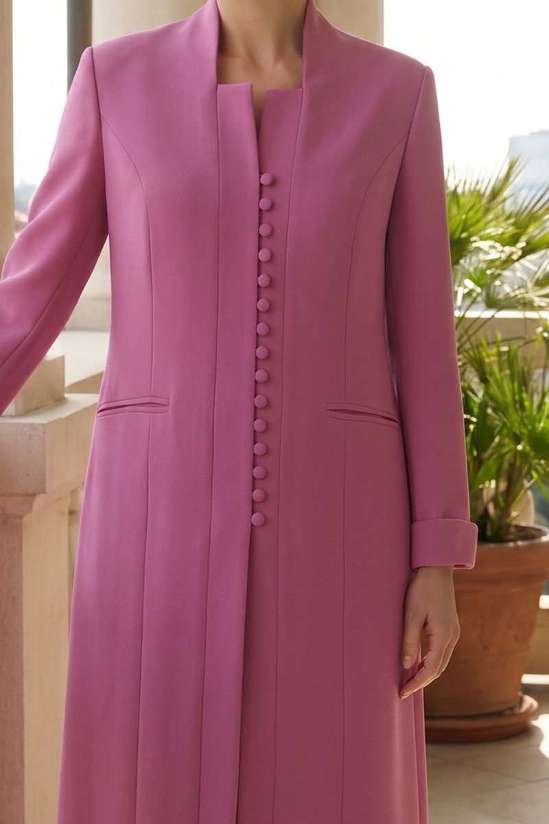 عباية كريب فاخر بلون زهري بينك مطفي 010141