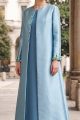 Abaya luxury taffeta metallic blue color 010164