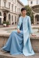 Abaya luxury taffeta metallic blue color 010164