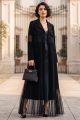 Abaya black Crepe and Tafta 01014