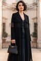 Abaya black Crepe and Tafta 01014