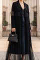 Abaya black Crepe and Tafta 01014