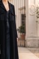 Abaya black Crepe and Tafta 01014