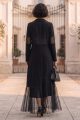 Abaya black Crepe and Tafta 01014