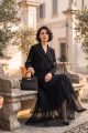 Abaya black Crepe and Tafta 01014
