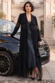 Abaya black Crepe and Tafta 01014