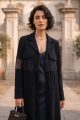 Abaya black Crepe and Tafta 01014