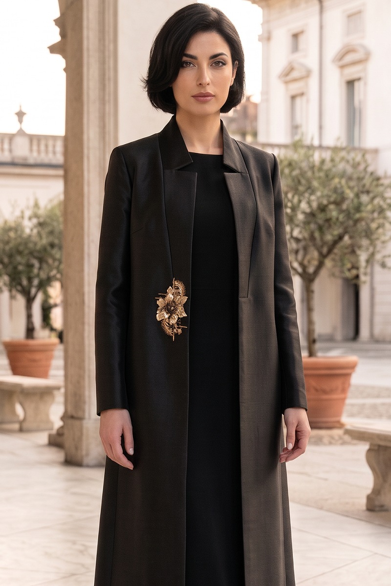 Abaya luxury taffeta black color 010161