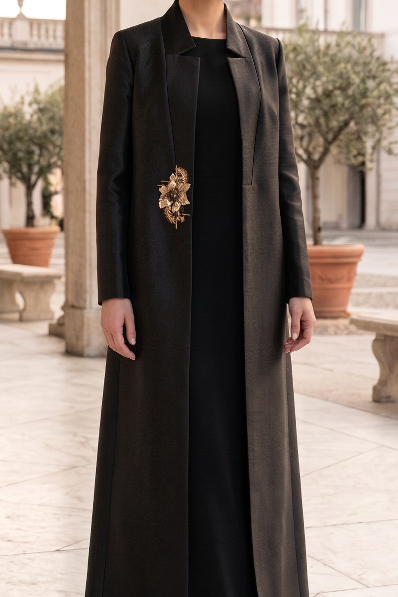 Abaya luxury taffeta black color 010161