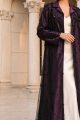 Abaya taffeta marron color with black mesh 010154