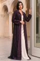 Abaya taffeta marron color with black mesh 010154