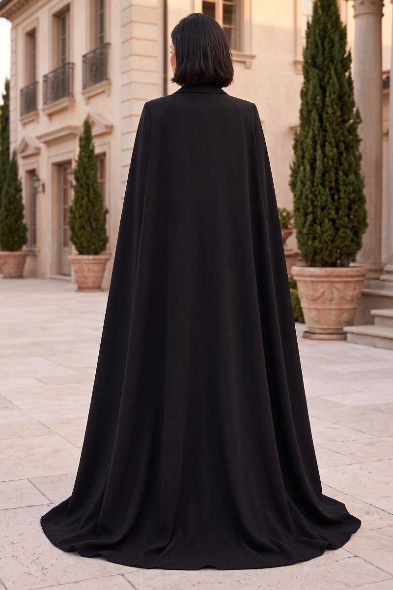 Abaya Luxury premium black crepe 034