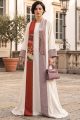 Abaya white luxury linen with jaqar 010136
