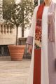 Abaya white luxury linen with jaqar 010136