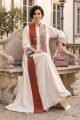 Abaya white luxury linen with jaqar 010136