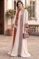 Abaya white luxury linen with jaqar 010136
