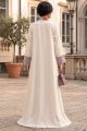 Abaya white luxury linen with jaqar 010136