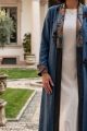 عباية من الكتان الفاخر مع حرير بيزلي على الياقة 010146