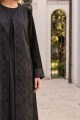 عباية كريب أسود فاخر يونيك و جاكار مطبوع موديل 098