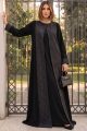 عباية كريب أسود فاخر يونيك و جاكار مطبوع موديل 098