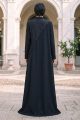 عباية كريب أسود مع جاكار 01011