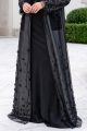  Abaya luxury black taffeta and mesh 010148