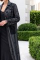  Abaya luxury black taffeta and mesh 010148