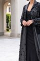  Abaya luxury black taffeta and mesh 010148