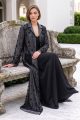  Abaya luxury black taffeta and mesh 010148