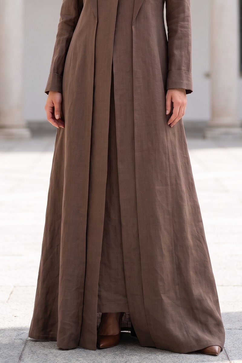 Abaya linen calm brown color 01084