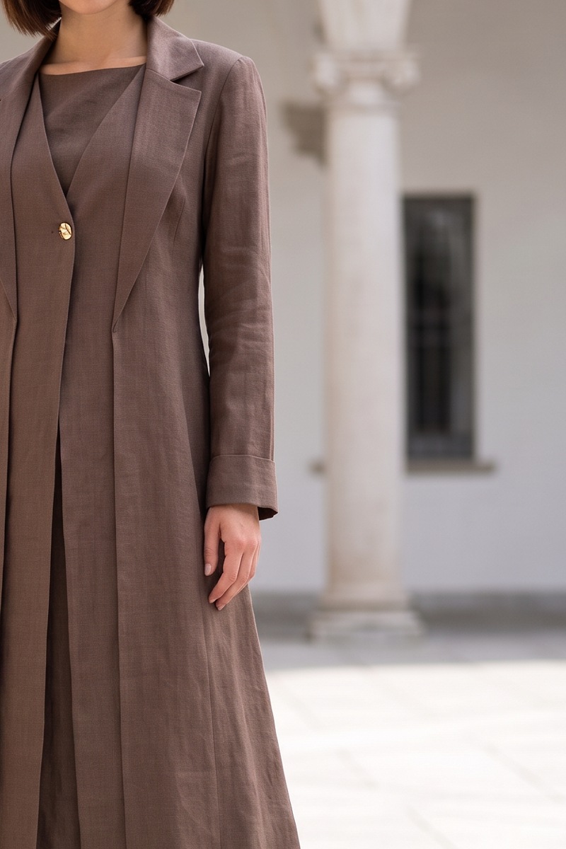 Abaya linen calm brown color 01084