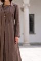 Abaya linen calm brown color 01084