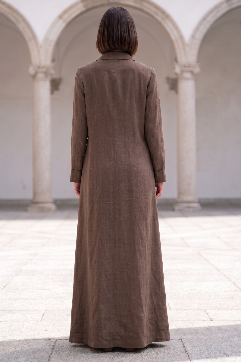 Abaya linen calm brown color 01084